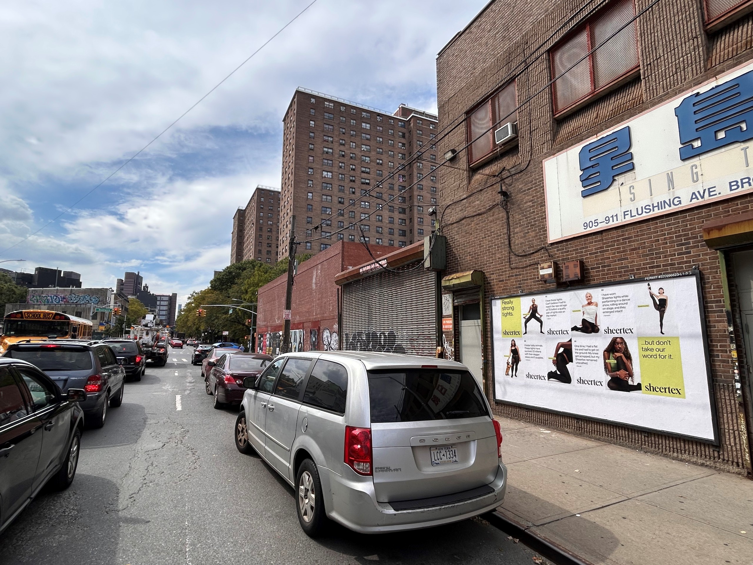 Sheertex Wild Posting® campaign on Flushing Ave and Bushwick Ave in Brooklyn.