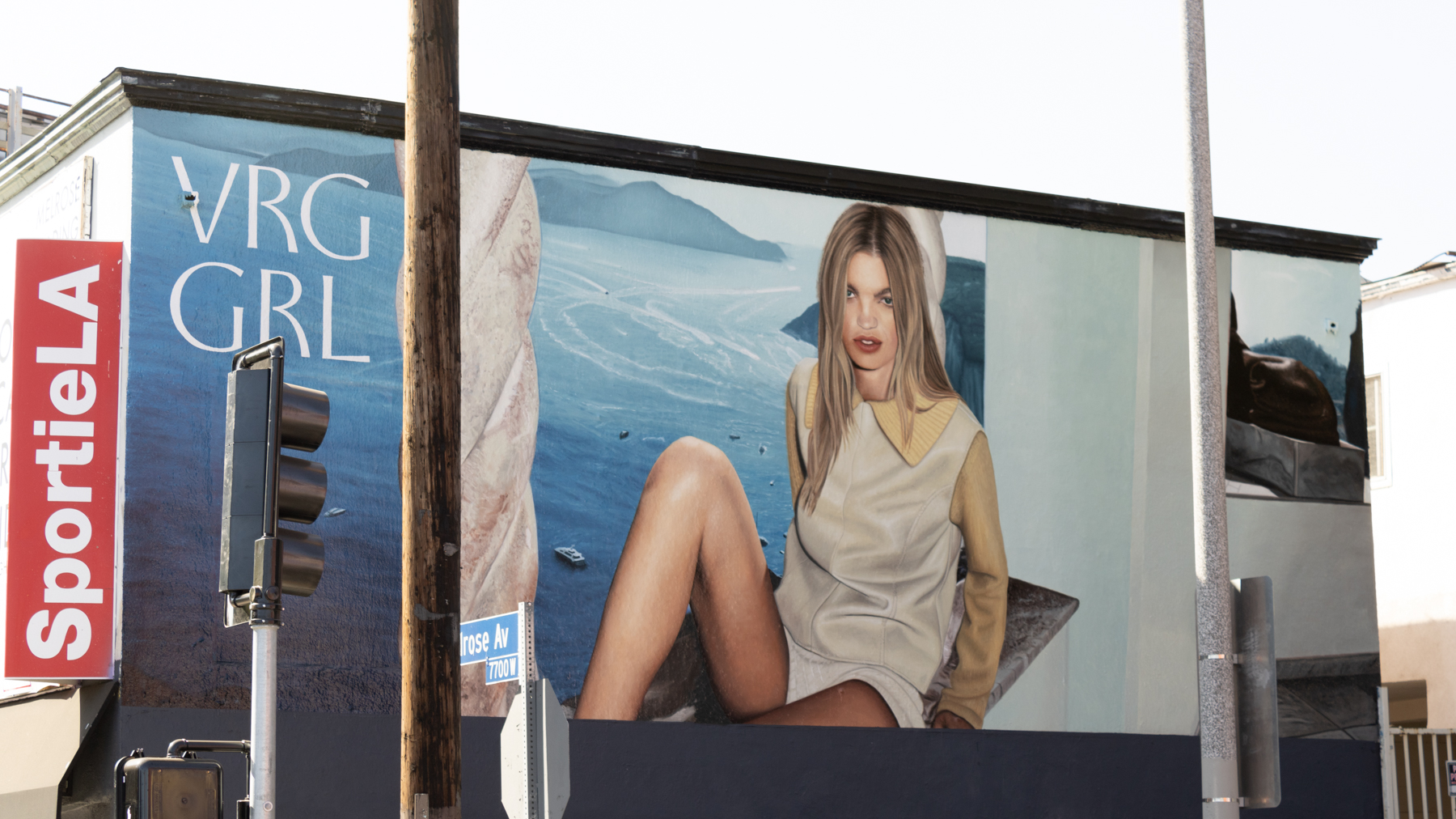 VRG GRL fashion billboard displayed on Melrose Avenue in Los Angeles