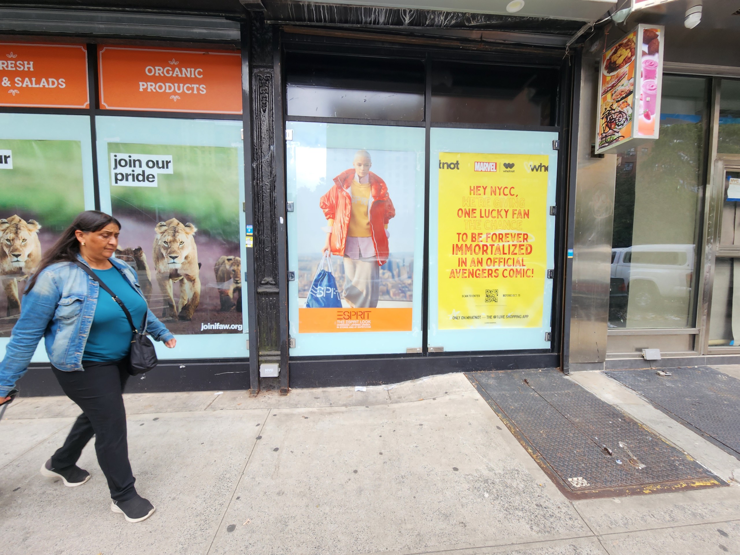 Wild Posting® retail window posters on Rivington Street in New York City targeting high foot traffic pedestrians
